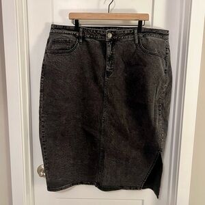 Black Denim skirt with side slit